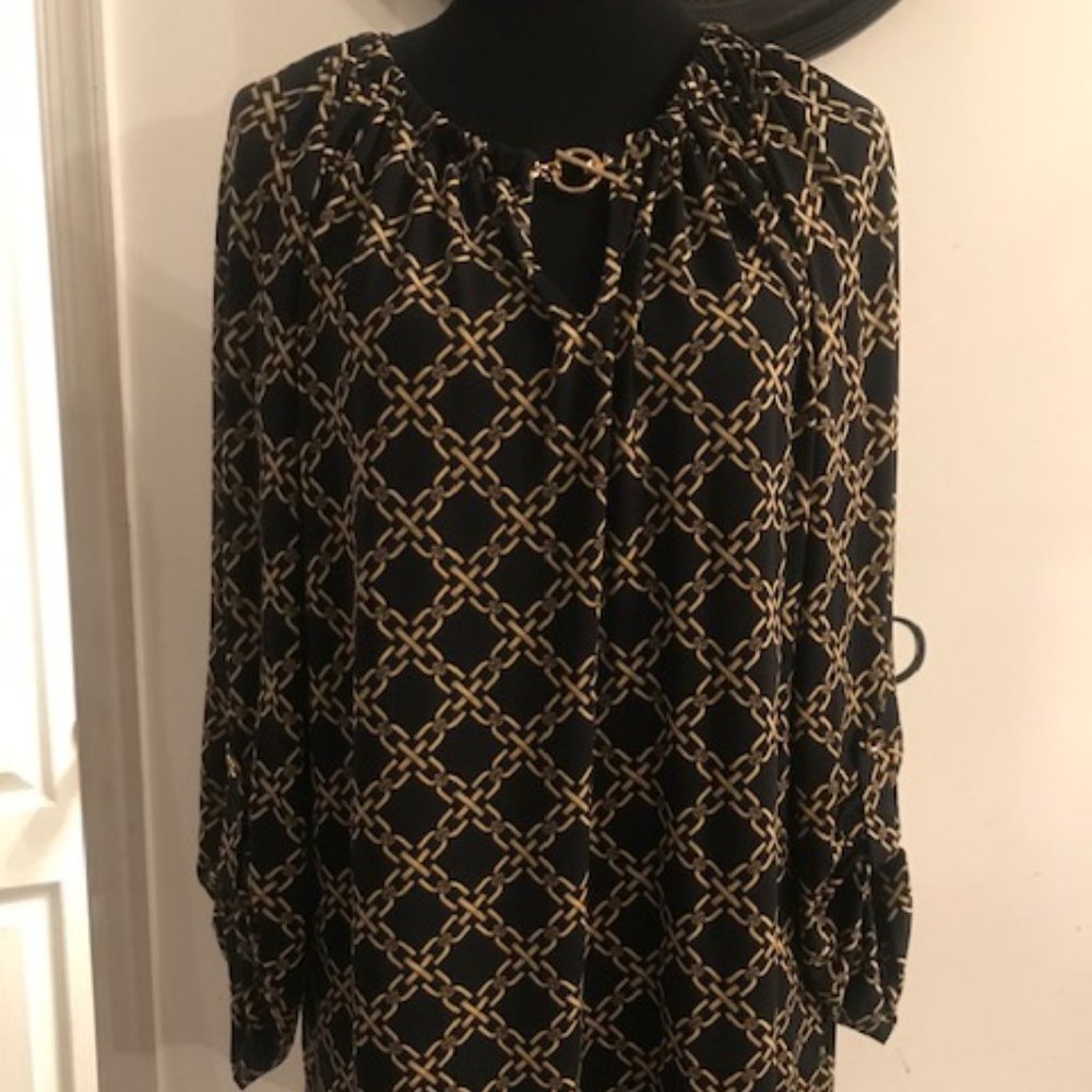 ❤️Michael Kors Navy and Gold 3/4 Sleeve Top